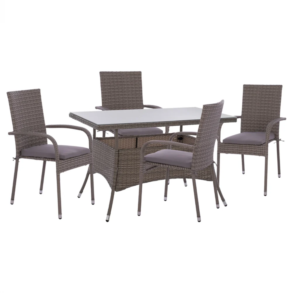 ΣΕΤ ΤΡΑΠΕΖΑΡΙΑΣ 5ΤΜΧ ΤΡΑΠ. 120X70 & ΠΟΛΥΘΡΟΝΕΣ WICKER RATTAN ΓΚΡΙ HM11711.31 ΣΕΤ ΤΡΑΠΕΖΑΡΙΑΣ 5ΤΜΧ ΤΡΑΠ. 120X70 & ΠΟΛΥΘΡΟΝΕΣ WICKER RATTAN ΓΚΡΙ HM11711.31 - Image 1