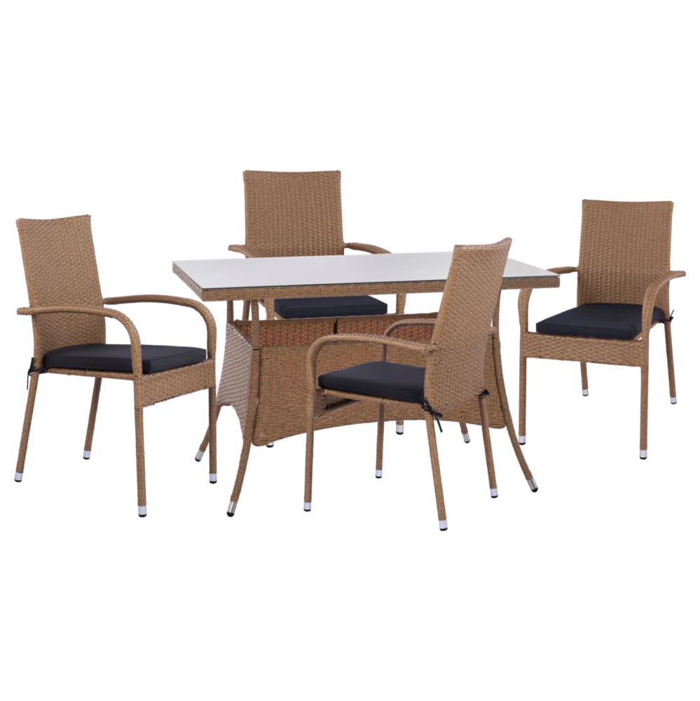 ΣΕΤ ΤΡΑΠΕΖΑΡΙΑΣ 5ΤΜΧ ΤΡΑΠ. 120Χ70 & ΠΟΛΥΘΡΟΝΕΣ WICKER RATTAN ΜΠΕΖ ΚΑΦΕ HM11711.32 ΣΕΤ ΤΡΑΠΕΖΑΡΙΑΣ 5ΤΜΧ ΤΡΑΠ. 120Χ70 & ΠΟΛΥΘΡΟΝΕΣ WICKER RATTAN ΜΠΕΖ ΚΑΦΕ HM11711.32 - Image 1