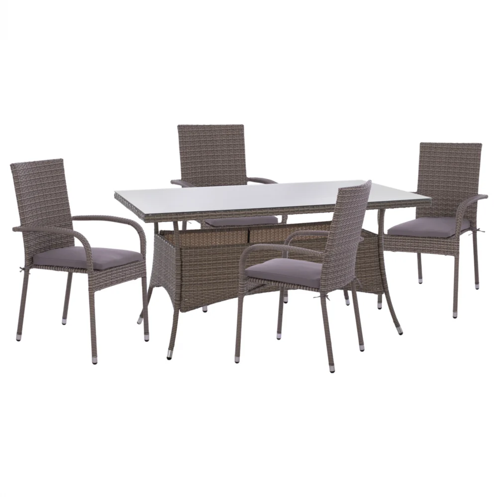 ΣΕΤ ΤΡΑΠΕΖΑΡΙΑΣ 5ΤΜΧ ΤΡΑΠ. 150Χ90 & ΠΟΛΥΘΡΟΝΕΣ WICKER RATTAN ΓΚΡΙ HM11713.01 ΣΕΤ ΤΡΑΠΕΖΑΡΙΑΣ 5ΤΜΧ ΤΡΑΠ. 150Χ90 & ΠΟΛΥΘΡΟΝΕΣ WICKER RATTAN ΓΚΡΙ HM11713.01 - Image 1