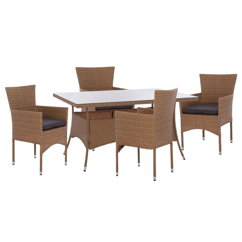 ΣΕΤ ΤΡΑΠΕΖΑΡΙΑΣ 5ΤΜΧ ΤΡΑΠ. 150Χ90 & ΠΟΛΥΘΡΟΝΕΣ WICKER RATTAN ΜΠΕΖ ΚΑΦΕ HM11714.02 ΣΕΤ ΤΡΑΠΕΖΑΡΙΑΣ 5ΤΜΧ ΤΡΑΠ. 150Χ90 & ΠΟΛΥΘΡΟΝΕΣ WICKER RATTAN ΜΠΕΖ ΚΑΦΕ HM11714.02 - Image 1