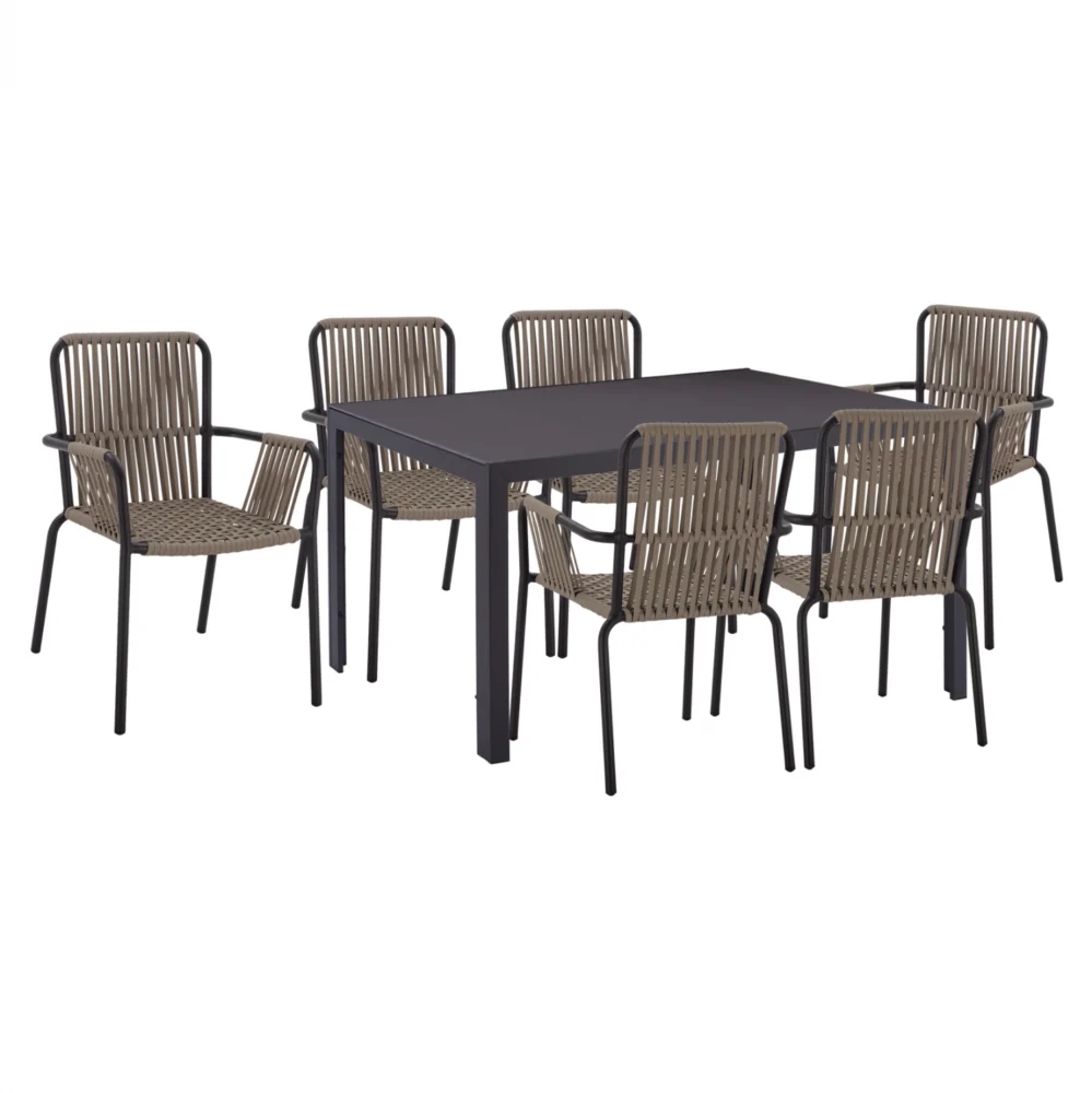 ΣΕΤ ΤΡΑΠΕΖΑΡΙΑΣ 7 ΤΜΧ ΤΡΑΠΕΖΙ ΓΚΡΙ 150X90 ΚΑΙ ΠΟΛΥΘΡΟΝΑ ΜΕ ΣΧΟΙΝΙ HM11525.01 ΣΕΤ ΤΡΑΠΕΖΑΡΙΑΣ 7 ΤΜΧ ΤΡΑΠΕΖΙ ΓΚΡΙ 150X90 ΚΑΙ ΠΟΛΥΘΡΟΝΑ ΜΕ ΣΧΟΙΝΙ HM11525.01 - Image 1