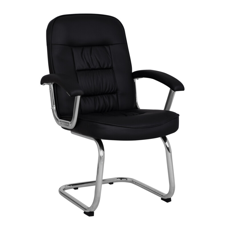 ΚΑΡΕΚΛΑ ΣΥΝΕΡΓΑΣΙΑΣ AMBREY HM1114 ΜΕ ΜΑΥΡΟ PU ΜΕ ΒΑΣΗ ΧΡΩΜΙΟΥ 61.5x62x98 cm. Σετ 2 τεμαχίων - ΚΑΡΕΚΛΑ ΣΥΝΕΡΓΑΣΙΑΣ AMBREY HM1114 ΜΕ ΜΑΥΡΟ PU ΜΕ ΒΑΣΗ ΧΡΩΜΙΟΥ 61.5x62x98 cm. - Image 1