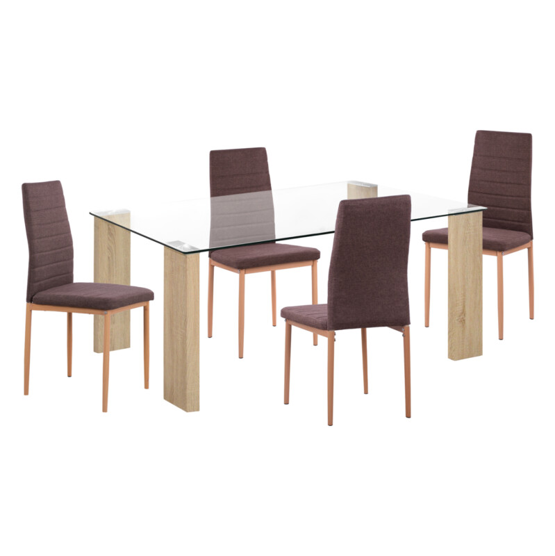 ΣΕΤ ΤΡΑΠΕΖΑΡΙΑΣ 5ΤΜΧ LADY HM11595 ΓΥΑΛΙ--ΜΕΤΑΛΛΟ--MDF ΣΕ SONAMA & ΚΑΦΕ ΥΦΑΣΜΑ ΣΕΤ ΤΡΑΠΕΖΑΡΙΑΣ 5ΤΜΧ LADY HM11595 ΓΥΑΛΙ--ΜΕΤΑΛΛΟ--MDF ΣΕ SONAMA & ΚΑΦΕ ΥΦΑΣΜΑ - Image 1