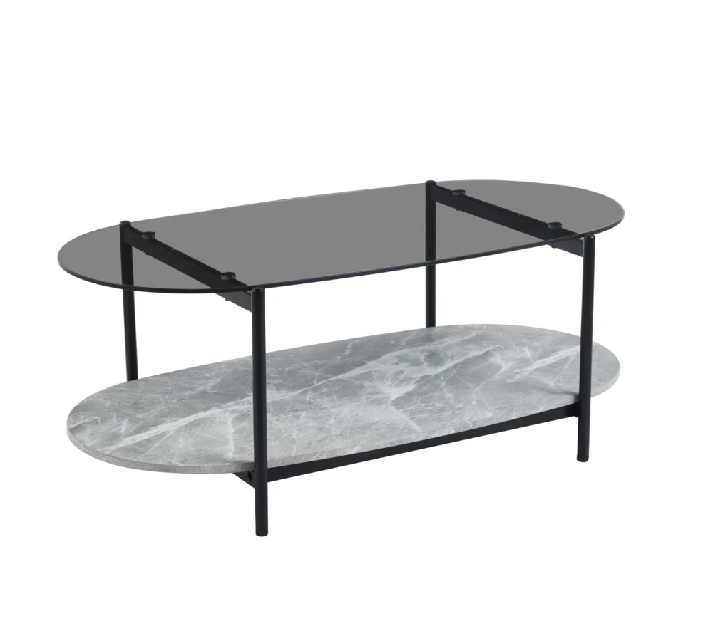 ΤΡΑΠΕΖΙ ΣΑΛΟΝΙΟΥ ΟΒΑΛ KITTY HM18040 ΓΥΑΛΙ ΦΙΜΕ TOP-GREY MARBLE ΜΕΛΑΜΙΝΗ 110x50x43Υεκ ΤΡΑΠΕΖΙ ΣΑΛΟΝΙΟΥ ΟΒΑΛ KITTY HM18040 ΓΥΑΛΙ ΦΙΜΕ TOP-GREY MARBLE ΜΕΛΑΜΙΝΗ 110x50x43Υεκ - Image 1