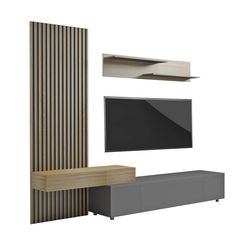 ΣΥΝΘΕΣΗ ΤΗΛΕΟΡΑΣΗΣ DORT HM18076.02 ΜΕΛΑΜΙΝΗ ΣΕ ΣΟΝΑΜΑ-ΜΑΥΡΟ 249.5x42.2x199.5Υεκ ΣΥΝΘΕΣΗ ΤΗΛΕΟΡΑΣΗΣ DORT HM18076.02 ΜΕΛΑΜΙΝΗ ΣΕ ΣΟΝΑΜΑ-ΣΚΟΥΡΟ ΓΚΡΙ 249.5x42.2x199.5Υεκ - Image 1