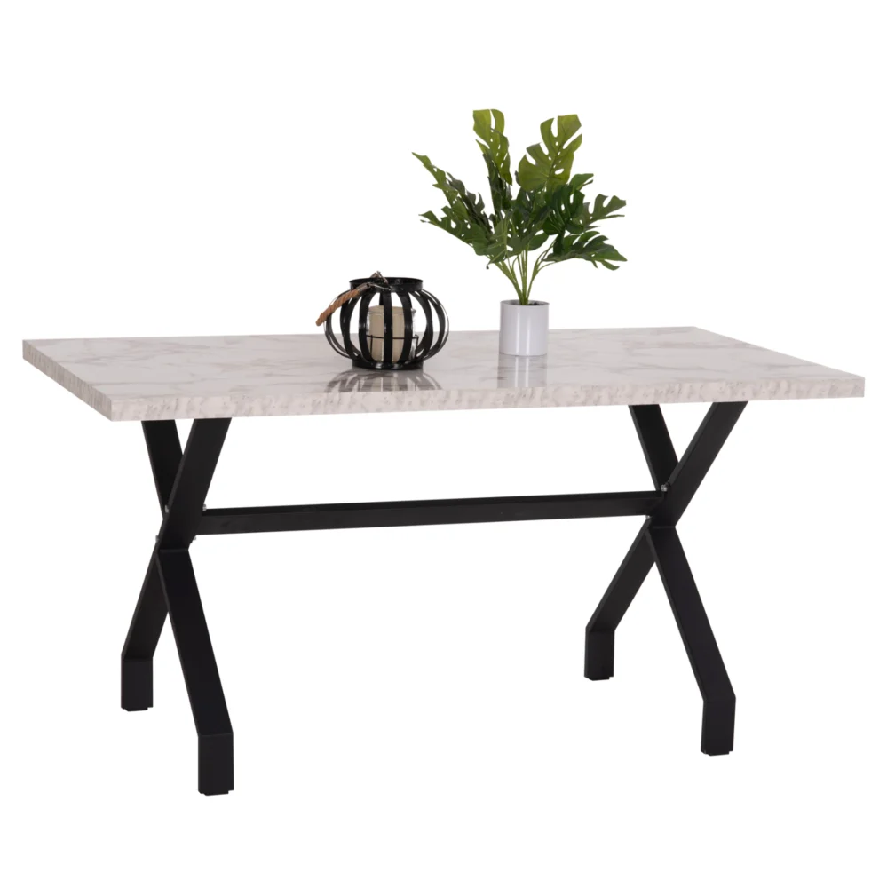 ΤΡΑΠΕΖΙ ΚΟΥΖΙΝΑΣ LANA HM18221.01 ΜΕΛΑΜΙΝΗ ΛΕΥΚΟ ΜΑΡΜΑΡΟ-ΜΑΥΡΑ ΜΕΤΑΛ.ΠΟΔΙΑ 140x70x72Υεκ ΤΡΑΠΕΖΙ ΚΟΥΖΙΝΑΣ LANA HM18221.01 ΜΕΛΑΜΙΝΗ ΛΕΥΚΟ ΜΑΡΜΑΡΟ-ΜΑΥΡΑ ΜΕΤΑΛ.ΠΟΔΙΑ 140x70x72Υεκ - Image 1