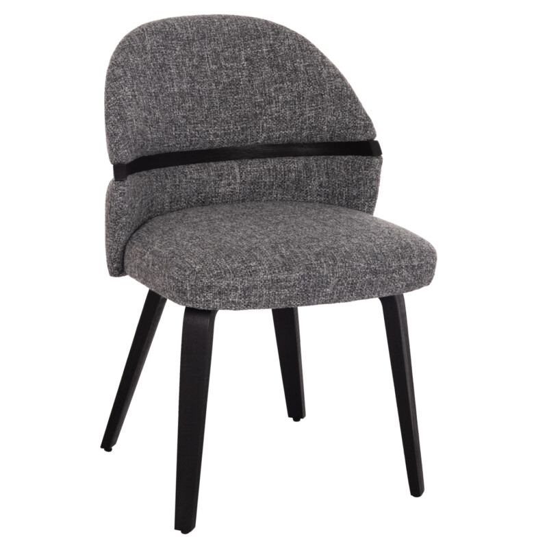 Σετ 2 τεμαχίων - ΚΑΡΕΚΛΑ ΤΡΑΠΕΖΑΡΙΑΣ DEKKER HM18249.02 PLYWOOD ΜΑΥΡΟ--ΥΦΑΣΜΑ ΓΚΡΙ 50x60x80Υεκ.