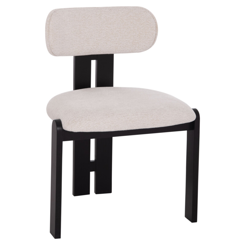 Σετ 2 τεμαχίων - ΚΑΡΕΚΛΑ ΤΡΑΠΕΖΑΡΙΑΣ KARVO HM18252.02 ΕΚΡΟΥ ΥΦΑΣΜΑ--ΞΥΛΟ ΣΕ ΜΑΥΡΟ 57x50x78,5Υεκ.