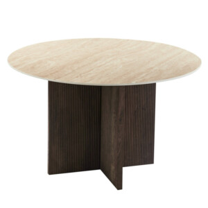 ΤΡΑΠΕΖΙ ΤΡΑΠΕΖΑΡΙΑΣ ΣΤΡΟΓΓΥΛΟ SKY HM18331 ΚΕΡΑΜΙΚΟ TOP ΟΨΗ ΤΡΑΒΕΡΤΙΝΑΣ Φ120x76Υεκ