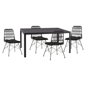 ΣΕΤ ΕΞ.ΧΩΡΟΥ 5ΤΜΧ OFER HM21029 ΣΚΟΥΡΟ ΓΚΡΙ ΜΕΤΑΛΛΟ-ΜΑΥΡΟ WICKER & ΜΕΤΑΛΛΟ