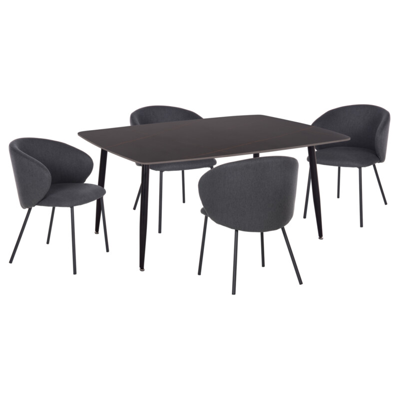 ΣΕΤ ΤΡΑΠΕΖΑΡΙΑΣ 5ΤΜΧ RAVEN HM21069.02 ΚΕΡΑΜΙΚΟ TOP ΜΑΥΡΟ ΜΑΡΜΑΡΟ & 4 ΚΑΡΕΚΛΕΣ ΣΕΤ ΤΡΑΠΕΖΑΡΙΑΣ 5ΤΜΧ RAVEN HM21069.02 ΚΕΡΑΜΙΚΟ TOP ΜΑΥΡΟ ΜΑΡΜΑΡΟ & 4 ΚΑΡΕΚΛΕΣ - Image 1