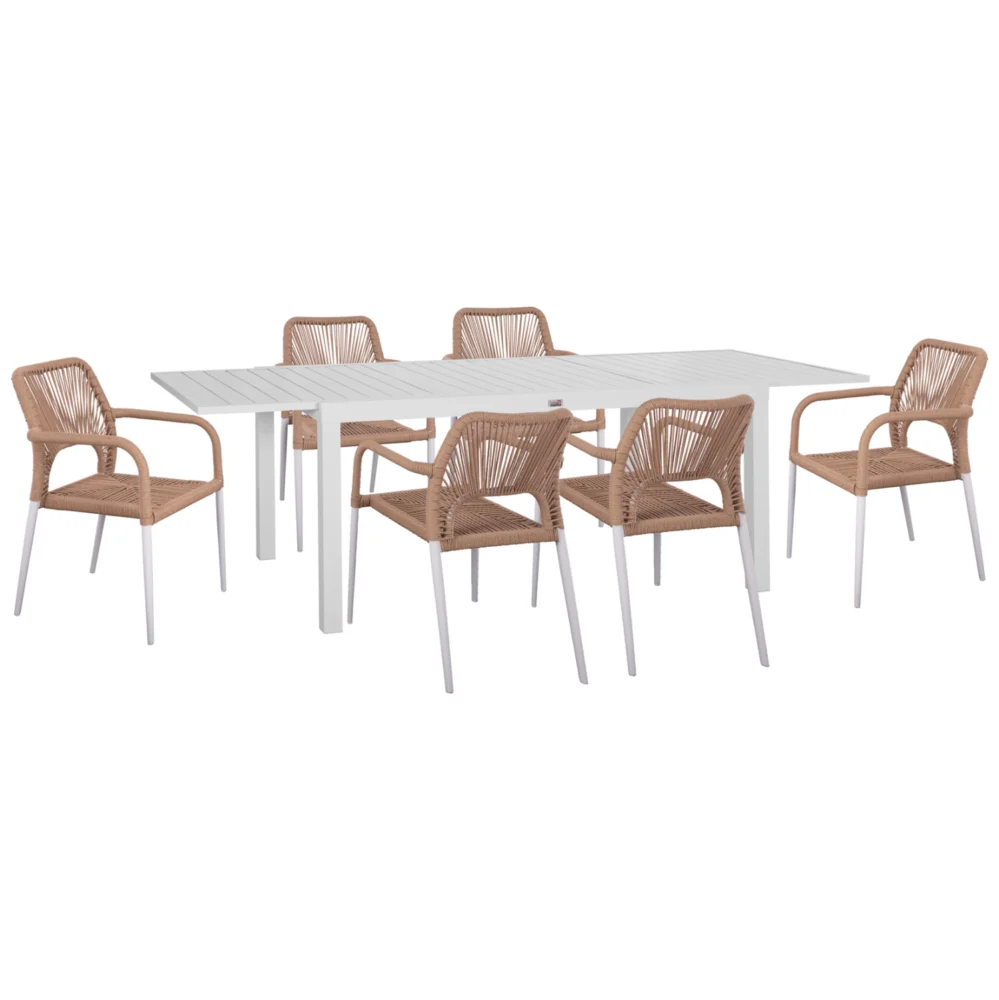 ΣΕΤ ΤΡΑΠΕΖΑΡΙΑΣ ΕΞ.ΧΩΡΟΥ 7ΤΜΧ KRUM HM21131 ΛΕΥΚΟ ΑΛΟΥΜΙΝΙΟ--P.E.RATTAN ΣΕΤ ΤΡΑΠΕΖΑΡΙΑΣ ΕΞ.ΧΩΡΟΥ 7ΤΜΧ KRUM HM21131 ΛΕΥΚΟ ΑΛΟΥΜΙΝΙΟ--P.E.RATTAN - Image 1