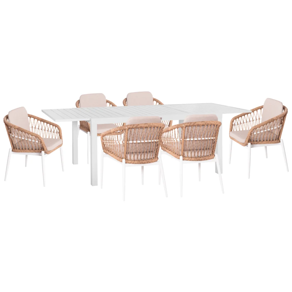 ΣΕΤ ΤΡΑΠΕΖΑΡΙΑΣ ΕΞ.ΧΩΡΟΥ 7ΤΜΧ KRUM HM21149 ΛΕΥΚΟ ΑΛΟΥΜΙΝΙΟ--P.E.RATTAN ΣΕΤ ΤΡΑΠΕΖΑΡΙΑΣ ΕΞ.ΧΩΡΟΥ 7ΤΜΧ KRUM HM21149 ΛΕΥΚΟ ΑΛΟΥΜΙΝΙΟ--P.E.RATTAN - Image 1