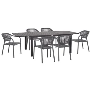 ΣΕΤ ΤΡΑΠΕΖΑΡΙΑΣ ΕΞ.ΧΩΡΟΥ 7ΤΜΧ KRUM HM21153 ΣΚΟΥΡΟ ΓΚΡΙ ΑΛΟΥΜΙΝΙΟ-P.E.TWISTED RATTAN