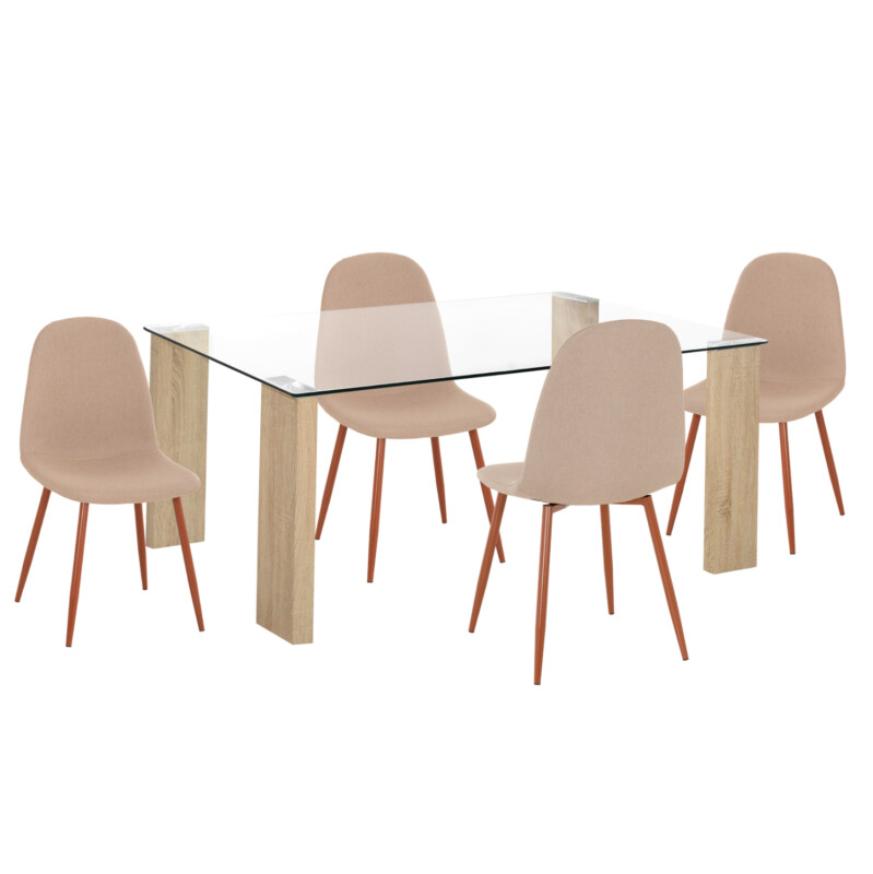 ΣΕΤ ΤΡΑΠΕΖΑΡΙΑΣ 5ΤΜΧ LEOMOR HM21270.01 ΤΡΑΠΕΖΙ & 4 ΚΑΡΕΚΛΕΣ - ΜΠΕΖ ΥΦΑΣΜΑ ΣΕΤ ΤΡΑΠΕΖΑΡΙΑΣ 5ΤΜΧ LEOMOR HM21270.01 ΤΡΑΠΕΖΙ & 4 ΚΑΡΕΚΛΕΣ - ΜΠΕΖ ΥΦΑΣΜΑ - Image 1