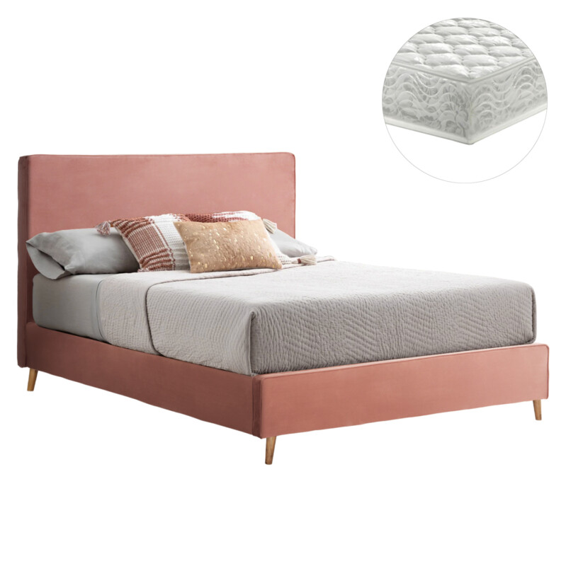 ΚΡΕΒΑΤΙ ΜΕ ΣΤΡΩΜΑ INDRA HM21280.03 ΣΑΠΙΟ ΜΗΛΟ ΒΕΛΟΥΔΟ--ΓΙΑ 160x200εκ ΚΡΕΒΑΤΙ ΜΕ ΣΤΡΩΜΑ INDRA HM21280.03 ΣΑΠΙΟ ΜΗΛΟ ΒΕΛΟΥΔΟ--ΓΙΑ 160x200εκ - Image 1