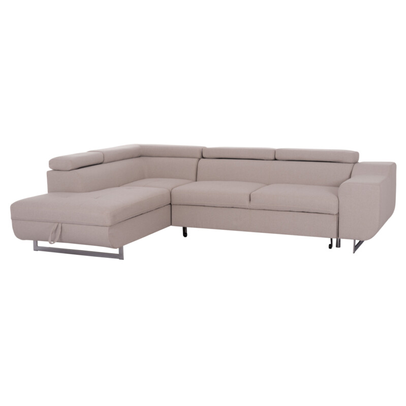 ΓΩΝΙΑΚΟΣ ΚΑΝΑΠΕΣ-ΚΡΕΒΑΤΙ ΜΕ ΑΠΟΘ.ΧΩΡΟ ENCORE HM3301.03L ΜΠΕΖ ΥΦΑΣΜΑ 285x205x90Υεκ.