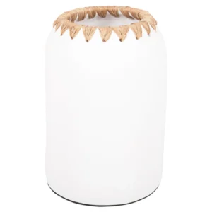 ΔΙΑΚΟΣΜΗΤΙΚΟ ΒΑΖΟ HM4377 ΤΕΡΑΚΟΤΑ ΣΕ ΛΕΥΚΟ ΜΕ ΠΛΕΞΗ ΨΑΘΑΣ ΣΤΟ ΣΤΟΜΙΟ Φ21Χ32εκ.