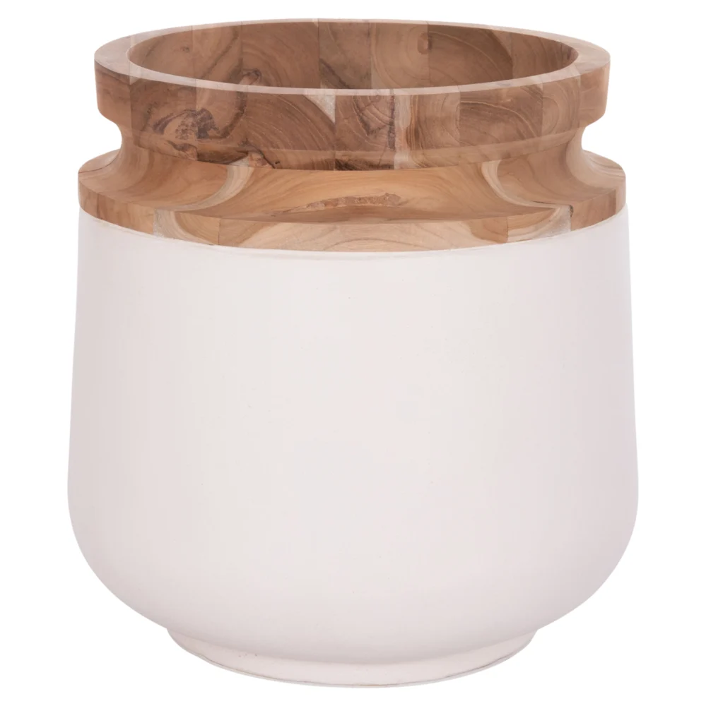 ΔΙΑΚΟΣΜΗΤΙΚΟ ΒΑΖΟ ΔΑΠΕΔΟΥ LINTER HM4662.02L FIBER CEMENT ΛΕΥΚΟ--ΞΥΛΟ ΤΕΑΚ Φ41x47Υεκ. ΔΙΑΚΟΣΜΗΤΙΚΟ ΒΑΖΟ ΔΑΠΕΔΟΥ LINTER HM4662.02L FIBER CEMENT ΛΕΥΚΟ--ΞΥΛΟ ΤΕΑΚ Φ41x47Υεκ. - Image 1