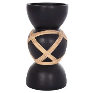 ΔΙΑΚΟΣΜΗΤΙΚΟ ΒΑΖΟ ΔΑΠΕΔΟΥ MAYNARD HM4672.01L TERRACOTTA ΜΑΥΡΟ-RATTAN Φ32x62.5Υεκ