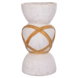 ΔΙΑΚΟΣΜΗΤΙΚΟ ΒΑΖΟ ΔΑΠΕΔΟΥ MAYNARD HM4672.02L TERRACOTTA ΛΕΥΚΟ--RATTAN Φ32x62.5Υεκ.