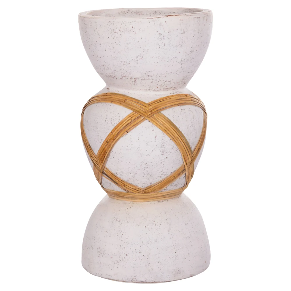 ΔΙΑΚΟΣΜΗΤΙΚΟ ΒΑΖΟ ΔΑΠΕΔΟΥ MAYNARD HM4672.02L FIBER CEMENT ΛΕΥΚΟ--RATTAN Φ32x62.5Υεκ. ΔΙΑΚΟΣΜΗΤΙΚΟ ΒΑΖΟ ΔΑΠΕΔΟΥ MAYNARD HM4672.02L TERRACOTTA ΛΕΥΚΟ--RATTAN Φ32x62.5Υεκ. - Image 1