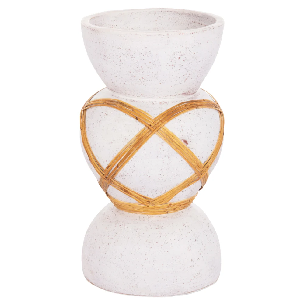 ΔΙΑΚΟΣΜΗΤΙΚΟ ΒΑΖΟ ΔΑΠΕΔΟΥ MAYNARD HM4672.02S FIBER CEMENT ΛΕΥΚΟ--RATTAN Φ27.5x50Υεκ ΔΙΑΚΟΣΜΗΤΙΚΟ ΒΑΖΟ ΔΑΠΕΔΟΥ MAYNARD HM4672.02S TERRACOTTA ΛΕΥΚΟ--RATTAN Φ27.5x50Υεκ - Image 1