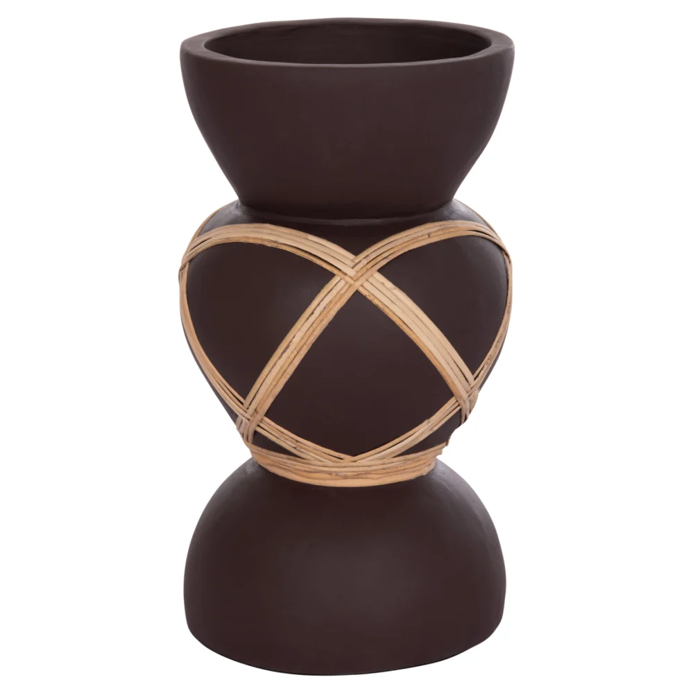 ΔΙΑΚΟΣΜΗΤΙΚΟ ΒΑΖΟ ΔΑΠΕΔΟΥ MAYNARD HM4672.07S FIBER CEMENT ΣΟΚΟΛΑΤΙ-RATTAN Φ27.5x50Υεκ ΔΙΑΚΟΣΜΗΤΙΚΟ ΒΑΖΟ ΔΑΠΕΔΟΥ MAYNARD HM4672.07S TERRACOTTA ΣΟΚΟΛΑΤΙ-RATTAN Φ27.5x50Υεκ - Image 1