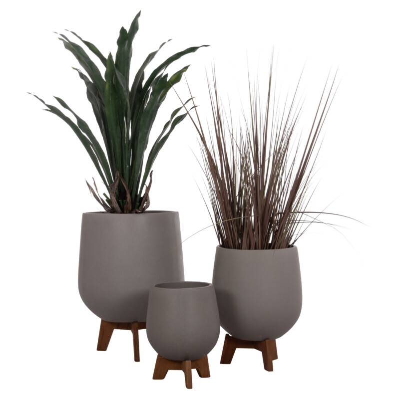 ΣΕΤ 3 ΓΛΑΣΤΡΕΣ ΜΕ TEAK ΒΑΣΕΙΣ TRYLL HM4681.03 FIBER CEMENT--ΓΚΡΙ