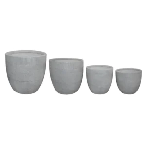 ΣΕΤ 4ΤΜΧ ΓΛΑΣΤΡΕΣ ΣΤΡΟΓΓΥΛΕΣ ΣΕΙΡΑ GARDENER HM4719 FIBERCLAY-ΧΡΩΜΑ CEMENT Φ44x43Υεκ