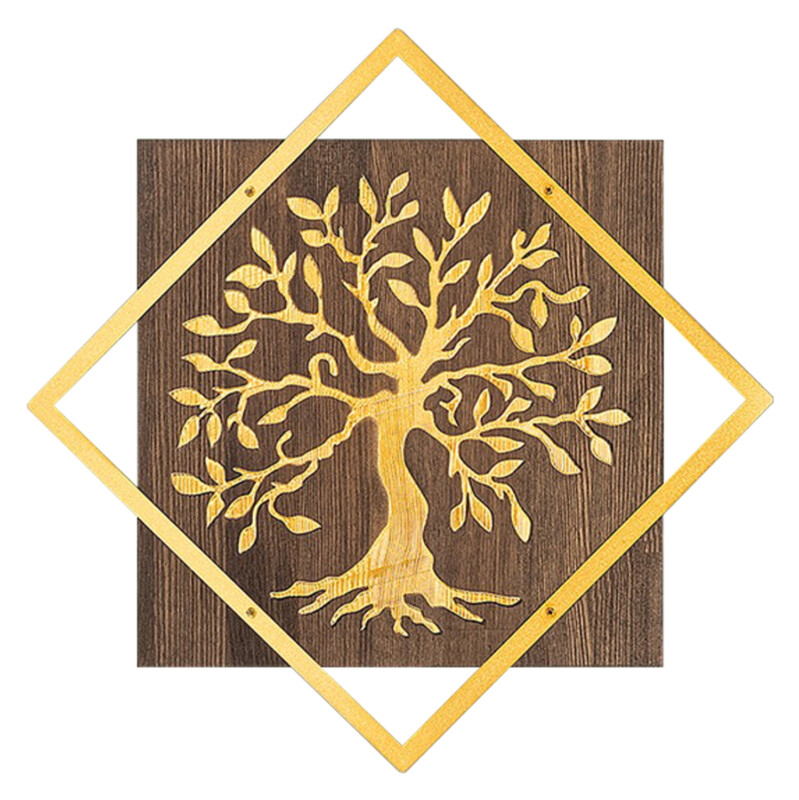 ΔΙΑΚΟΣΜΗΤΙΚΟ ΤΟΙΧΟΥ ΔΕΝΤΡΟ HM4752-ΦΥΛΛΑ ΜΕΤΑΛΛΟΥ ΧΡΥΣΑ-ΞΥΛΟ 54x3(βάθος)x54Υεκ.