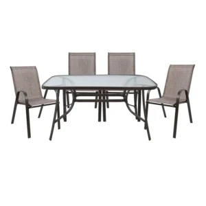 ΣΕΤ ΤΡΑΠΕΖΑΡΙΑΣ ΕΞ.ΧΩΡΟΥ 5ΤΜΧ HM5200.02 ΜΕ 4 ΚΑΡΕΚΛΕΣ & ΤΡΑΠΕΖΙ 140Χ80--ΚΑΦΕ