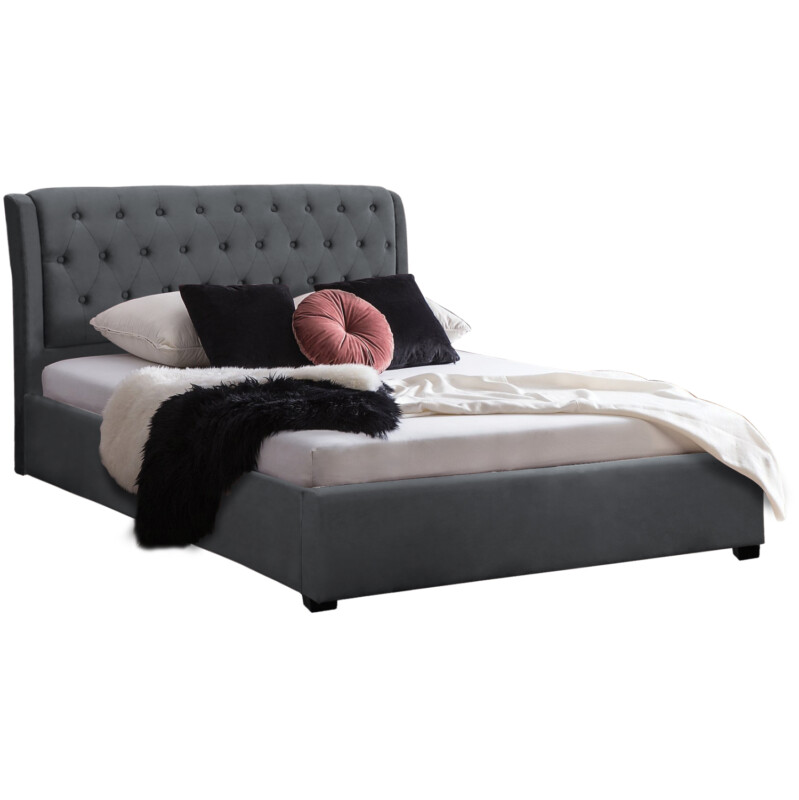 ΚΡΕΒΑΤΙ ODALYS 150X200 ΒΕΛΟΥΔΟ ΥΦΑΣΜΑ ΓΚΡΙ HM549.11 164x223x100 εκ. ΚΡΕΒΑΤΙ ODALYS 150X200 ΒΕΛΟΥΔΟ ΥΦΑΣΜΑ ΓΚΡΙ HM549.11 164x223x100 εκ. - Image 1