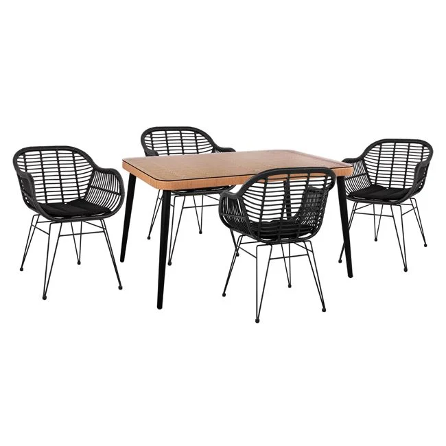 ΣΕΤ 5ΤΜΧ ALLEGRA WICKER ΜΕ ΤΡΑΠΕΖΙ 140X80Χ78Υ ΜΠΕΖ & ΜΑΥΡΟ ΧΡΩΜΑ HM10508 ΣΕΤ 5ΤΜΧ ALLEGRA WICKER ΜΕ ΤΡΑΠΕΖΙ 140X80Χ78Υ ΜΠΕΖ & ΜΑΥΡΟ ΧΡΩΜΑ HM10508 - Image 1