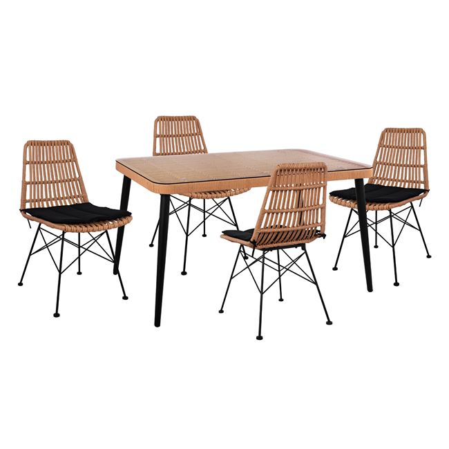 ΣΕΤ 5ΤΜΧ ALLEGRA WICKER ΜΕ ΤΡΑΠΕΖΙ 140X80Χ78Υ ΜΠΕΖ & ΜΑΥΡΟ ΧΡΩΜΑ HM10491 ΣΕΤ 5ΤΜΧ ALLEGRA WICKER ΜΕ ΤΡΑΠΕΖΙ 140X80Χ78Υ ΜΠΕΖ & ΜΑΥΡΟ ΧΡΩΜΑ HM10491 - Image 1
