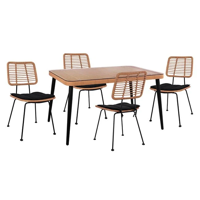 ΣΕΤ 5ΤΜΧ ALLEGRA WICKER ΜΕ ΤΡΑΠΕΖΙ 140X80Χ78Υ ΜΠΕΖ & ΜΑΥΡΟ ΧΡΩΜΑ HM10492 ΣΕΤ 5ΤΜΧ ALLEGRA WICKER ΜΕ ΤΡΑΠΕΖΙ 140X80Χ78Υ ΜΠΕΖ & ΜΑΥΡΟ ΧΡΩΜΑ HM10492 - Image 1