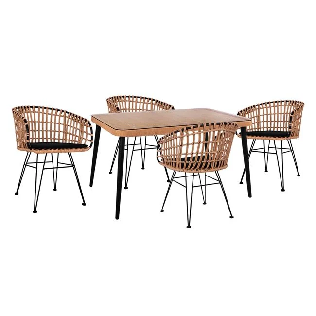 ΣΕΤ 5ΤΜΧ ALLEGRA WICKER ΜΕ ΤΡΑΠΕΖΙ 140X80Χ78Υ ΜΠΕΖ & ΜΑΥΡΟ ΧΡΩΜΑ HM10488 ΣΕΤ 5ΤΜΧ ALLEGRA WICKER ΜΕ ΤΡΑΠΕΖΙ 140X80Χ78Υ ΜΠΕΖ & ΜΑΥΡΟ ΧΡΩΜΑ HM10488 - Image 1
