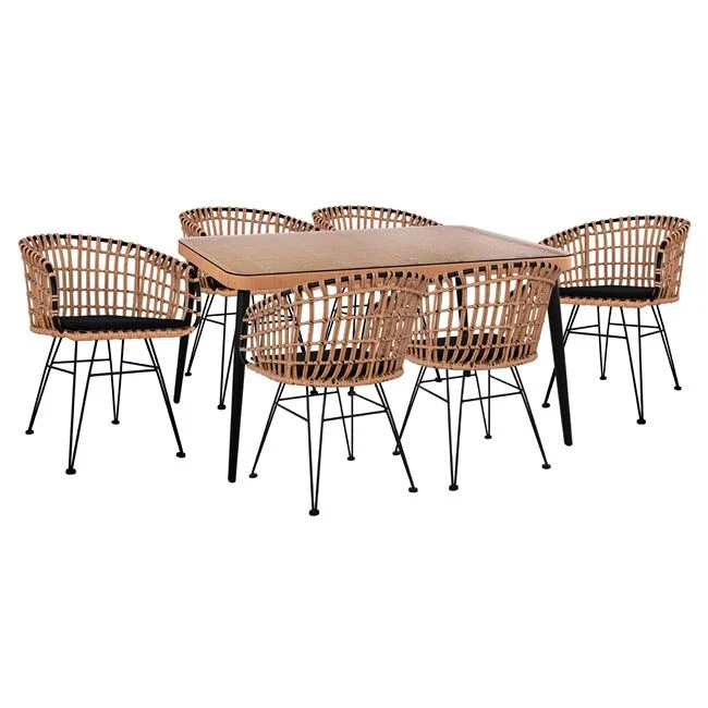 ΣΕΤ 7ΤΜΧ ALLEGRA WICKER ΜΕ ΤΡΑΠΕΖΙ 160X90X78Υ ΜΠΕΖ & ΜΑΥΡΟ ΧΡΩΜΑ HM10496 ΣΕΤ 7ΤΜΧ ALLEGRA WICKER ΜΕ ΤΡΑΠΕΖΙ 160X90X78Υ ΜΠΕΖ & ΜΑΥΡΟ ΧΡΩΜΑ HM10496 - Image 1