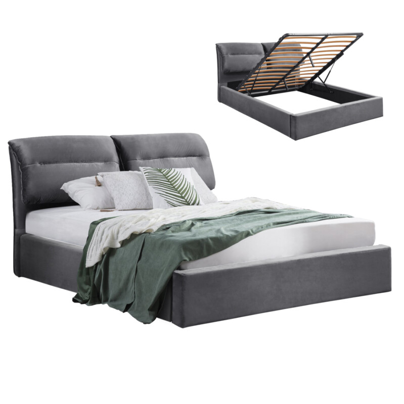 ΚΡΕΒΑΤΙ KENDRA ΒΕΛΟΥΔΟ ΓΚΡΙ ΚΑΙ ΑΠΟΘΗΚΕΥΤΙΚΟ ΧΩΡΟ 160x200 εκ. HM565.01 ΚΡΕΒΑΤΙ KENDRA ΒΕΛΟΥΔΟ ΓΚΡΙ ΚΑΙ ΑΠΟΘΗΚΕΥΤΙΚΟ ΧΩΡΟ 160x200 εκ. HM565.01 - Image 1