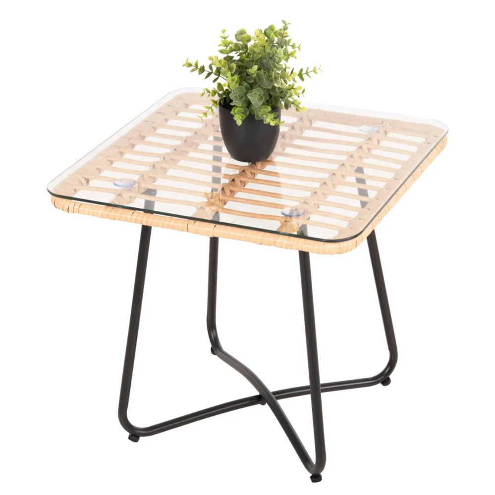 ΤΡΑΠΕΖΑΚΙ GERRY HM5717.11 ΜΕ WICKER ΜΠΕΖ-ΜΑΥΡΟ ΜΕΤΑΛ.ΣΚΕΛΕΤΟ 50x50x47 ΤΡΑΠΕΖΑΚΙ GERRY HM5717.11 ΜΕ WICKER ΜΠΕΖ-ΜΑΥΡΟ ΜΕΤΑΛ.ΣΚΕΛΕΤΟ 50x50x47,5Υεκ. - Image 1