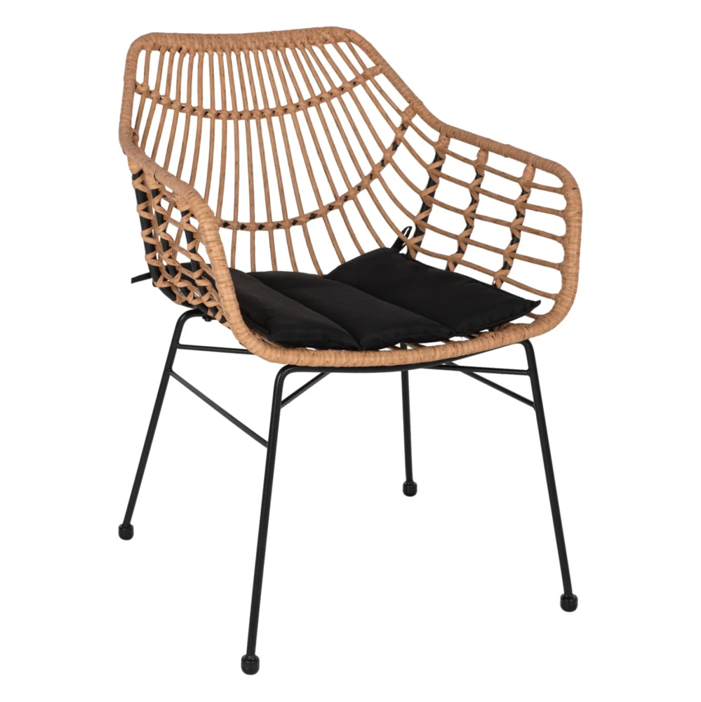 ΠΟΛΥΘΡΟΝΑ ΕΠΑΓΓΕΛΜΑΤΙΚΗ ΜΑΥΡΟ ΜΕΤΑΛΛΟ RATTAN ΜΠΕΖ & ΜΑΞΙΛΑΡΙ HM5864.01 58 ΠΟΛΥΘΡΟΝΑ ΕΠΑΓΓΕΛΜΑΤΙΚΗ ΜΑΥΡΟ ΜΕΤΑΛΛΟ RATTAN ΜΠΕΖ & ΜΑΞΙΛΑΡΙ HM5864.01 58,5x60,5x80 εκ. - Image 1