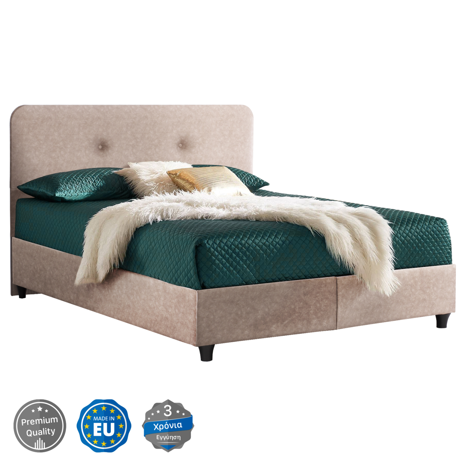 ΚΡΕΒΑΤΙ HM637.22 DOLORES ΜΠΕΖ ΥΦΑΣΜΑ τ.NUBUCK ΚΡΕΒΑΤΙ HM637.22 DOLORES ΜΠΕΖ ΥΦΑΣΜΑ τ.NUBUCK, 150x200 εκ. - Image 1