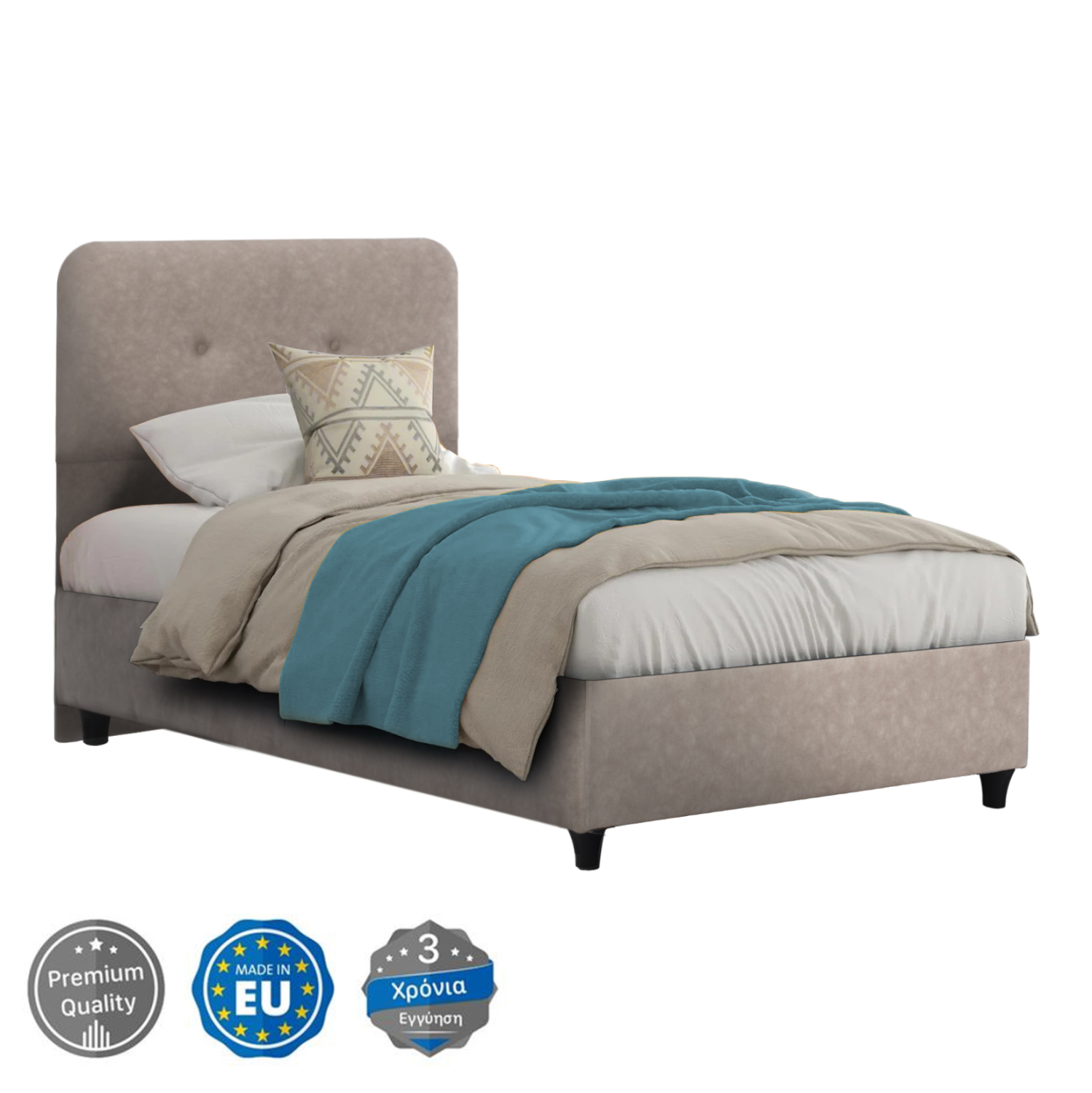 ΚΡΕΒΑΤΙ DOLORES ΜΠΕΖ ΥΦΑΣΜΑ HM649.22 ΓΙΑ ΣΤΡΩΜΑ 90x200 εκ. ΚΡΕΒΑΤΙ DOLORES ΜΠΕΖ ΥΦΑΣΜΑ HM649.22 ΓΙΑ ΣΤΡΩΜΑ 90x200 εκ. - Image 1