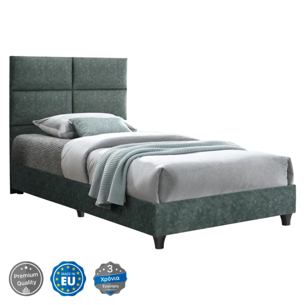 ΚΡΕΒΑΤΙ MILO ΑΠΟ ΠΡΑΣΙΝΟ ΥΦΑΣΜΑ τύπου NUBUCK HM652.27 ΓΙΑ ΣΤΡΩΜΑ 90x200 εκ. ΚΡΕΒΑΤΙ MILO ΑΠΟ ΠΡΑΣΙΝΟ ΥΦΑΣΜΑ τύπου NUBUCK HM652.27 ΓΙΑ ΣΤΡΩΜΑ 90x200 εκ. - Image 1