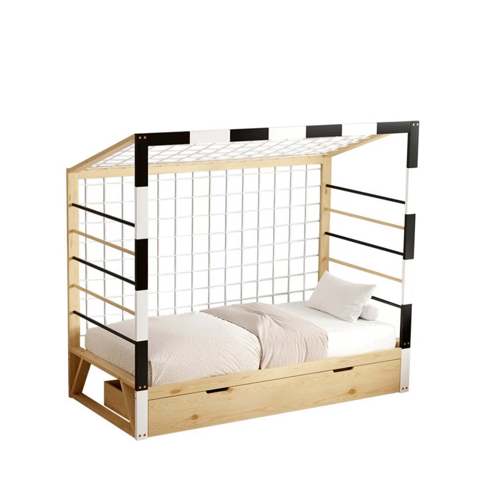 ΚΡΕΒΑΤΙ ΠΑΙΔΙΚΟ ΜΕ ΣΥΡΤΑΡΙ GOALIE HM700 ΞΥΛΟ ΠΕΥΚΟΥ ΦΥΣΙΚΟ-ΛΕΥΚΟ-ΜΑΥΡΟ- 190x90εκ ΚΡΕΒΑΤΙ ΠΑΙΔΙΚΟ τ.MONTESSORI ΜΕ ΣΥΡΤΑΡΙ GOALIE HM700 ΞΥΛΟ ΠΕΥΚΟΥ ΦΥΣΙΚΟ-ΛΕΥΚΟ-ΜΑΥΡΟ- 190x90εκ - Image 1