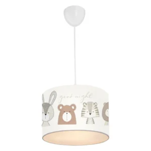 ΠΑΙΔΙΚΟ ΦΩΤΙΣΤΙΚΟ ΟΡΟΦΗΣ ΥΦΑΣΜΑΤΙΝΟ HM7576.01 ΛΕΥΚΟ ΜΕ ΣΧΕΔΙΟ CUTE ANIMALS Φ24x70εκ.
