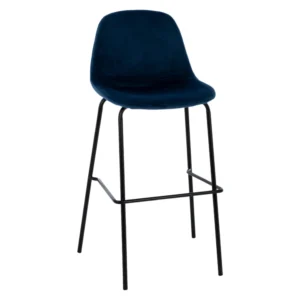 Σετ 4 τεμαχίων - ΣΚΑΜΠΟ VINCENT ΒΕΛΟΥΔΟ ΜΠΛΕ ΚΑΙ ΜΕΤΑΛΛΙΚΟ ΣΚΕΛΕΤΟ HM8579.18 56,5x47x106 εκ.