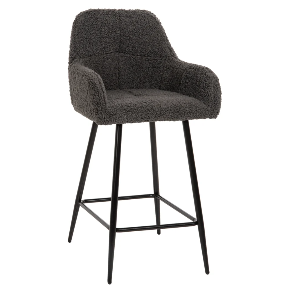 ΣΚΑΜΠΟ ΜΕΣΑΙΟΥ ΥΨΟΥΣ STRIKE HM8592.01 ΥΦΑΣΜΑ TEDDY ΓΚΡΙ-ΜΑΥΡΑ ΜΕΤΑΛΛΙΚΑ ΠΟΔΙΑ 50x50x94 Σετ 2 τεμαχίων - ΣΚΑΜΠΟ ΜΕΣΑΙΟΥ ΥΨΟΥΣ STRIKE HM8592.01 ΥΦΑΣΜΑ TEDDY ΓΚΡΙ-ΜΑΥΡΑ ΜΕΤΑΛΛΙΚΑ ΠΟΔΙΑ 50x50x94,5Υεκ. - Image 1