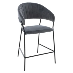 Σετ 2 τεμαχίων - ΣΚΑΜΠΟ ΜΕΣΑΙΟΥ ΥΨΟΥΣ HM8734.01 THEODORE ΒΕΛΟΥΔΟ ΓΚΡΙ ΜΕ ΜΑΥΡΟ ΣΚΕΛΕΤΟ 60x55x100Y εκ.