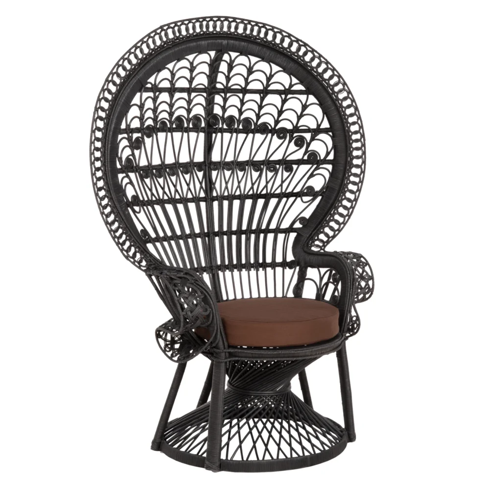 ΠΟΛΥΘΡΟΝΑ ROYAL PEACOCK HM9342.03 RATTAN ΜΑΥΡΟ-ΜΑΞΙΛΑΡΙ ΚΑΦΕ 114x72x150Yεκ. ΠΟΛΥΘΡΟΝΑ ROYAL PEACOCK HM9342.03 RATTAN ΜΑΥΡΟ-ΜΑΞΙΛΑΡΙ ΜΑΥΡΟ 114x72x150Yεκ. - Image 1